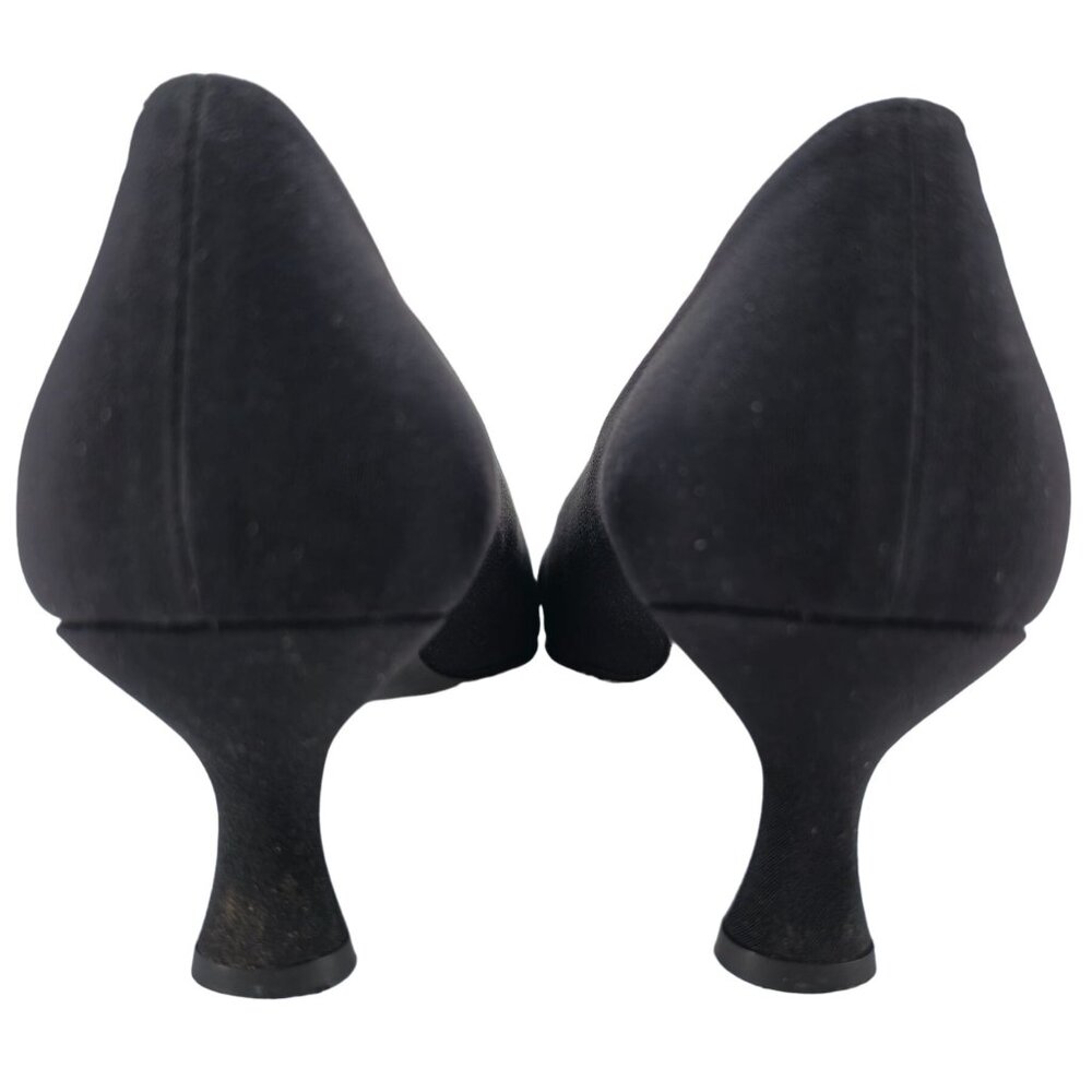 Stuart Weitzman Black Plissé Fabric Formal Pumps Womens 8.5AAA Dress Shoes Heels - Picture 5 of 14